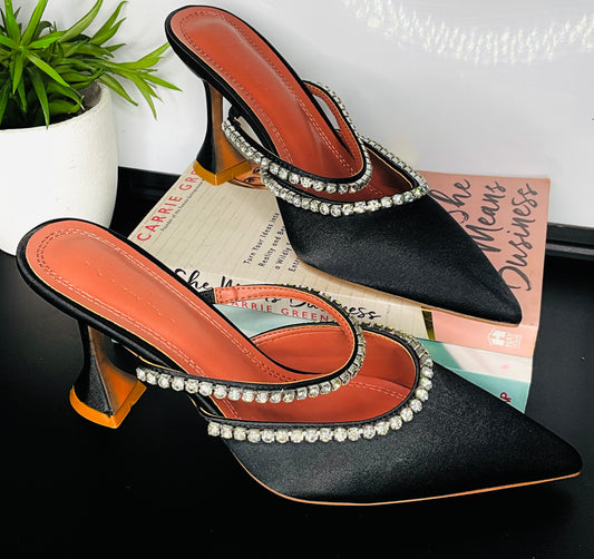 Amina Muaddi Black Gilda Mule Heels